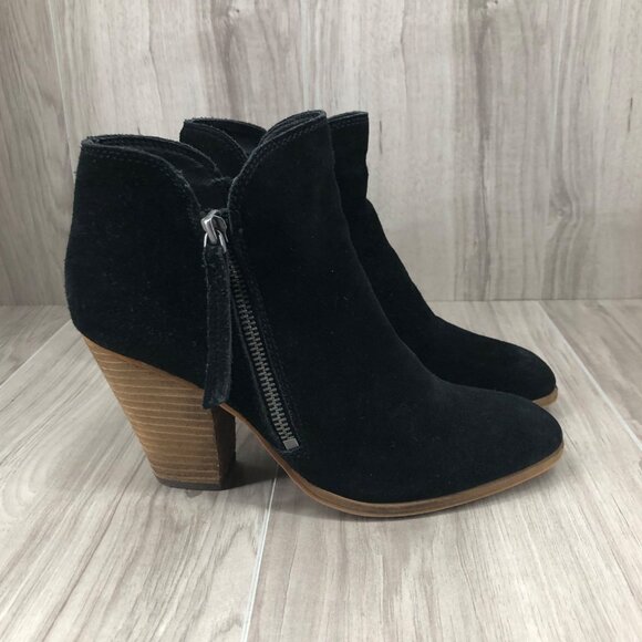 Dolce Vita Ankle Boots Womens 8 Hixon Black Suede Zip Heeled Booties - Picture 1 of 11